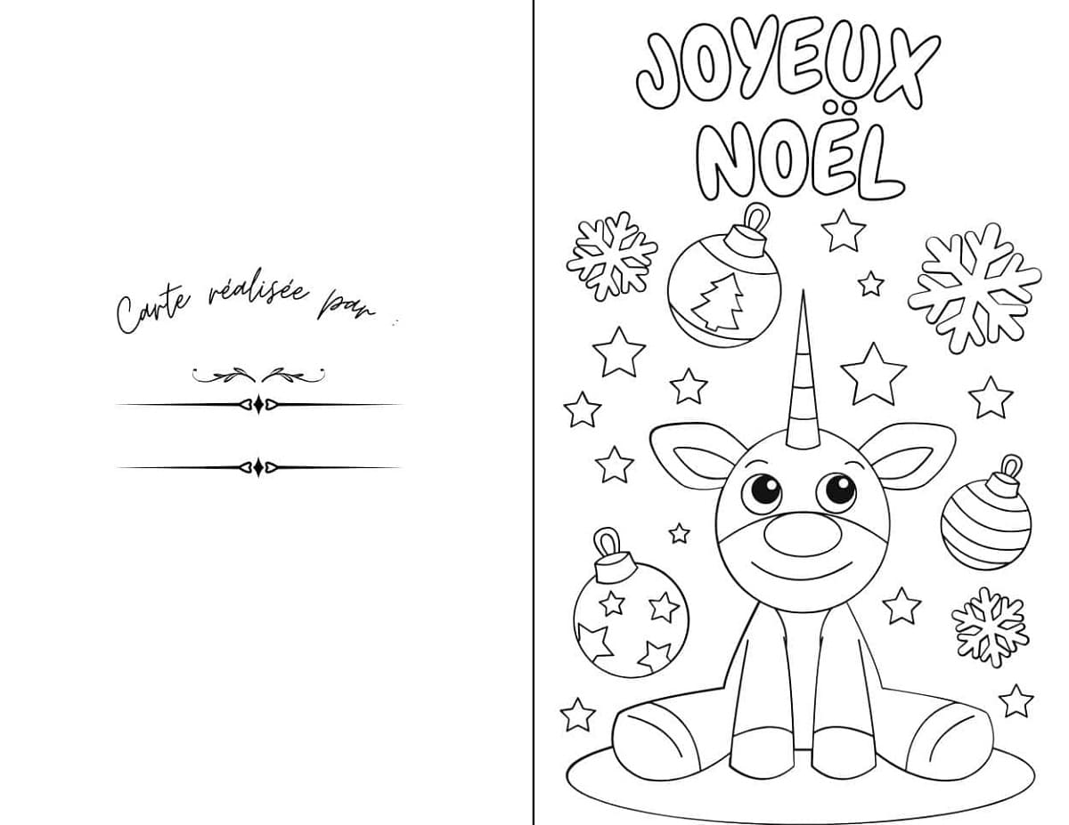 Coloriage Une Carte de Noël Mignonne