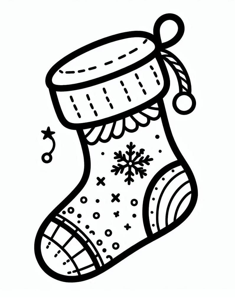 Coloriage Une Chaussette de Noël très Mignonne