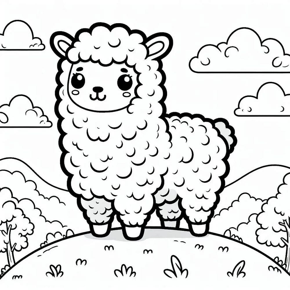 Coloriage Adorable Alpaga