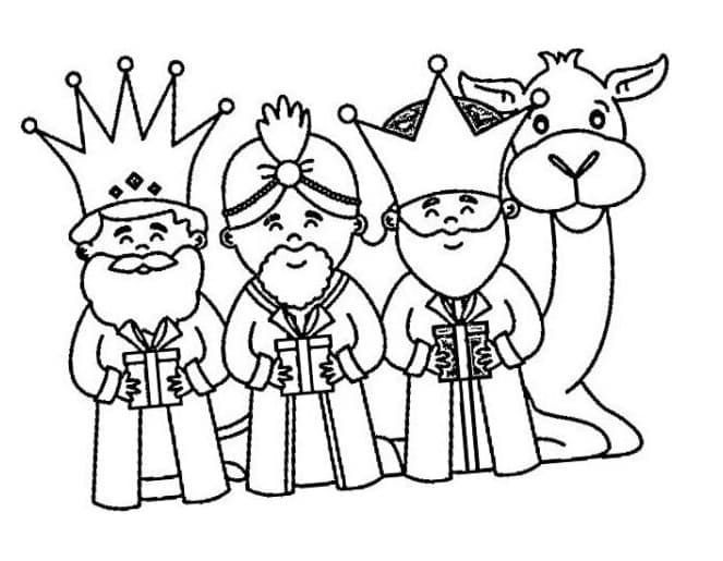 Coloriage Dessin de Les Trois Rois Mages Gratuit