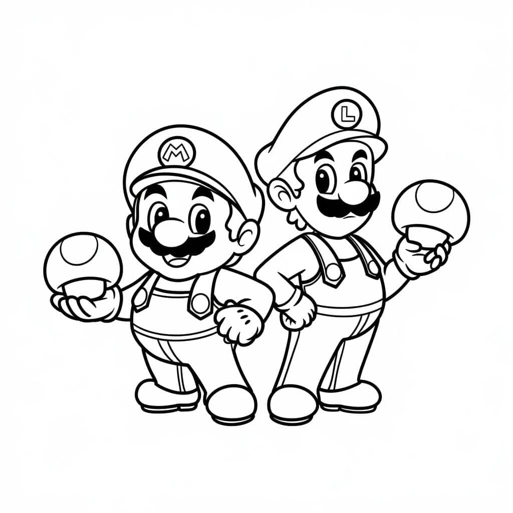 Coloriage Dessin de Mario et Luigi