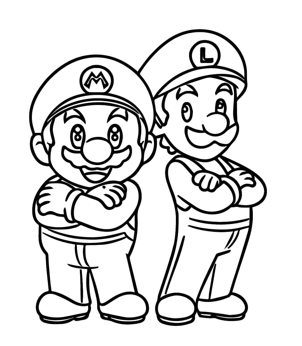 Coloriage Dessin Gratuit de Mario et Luigi