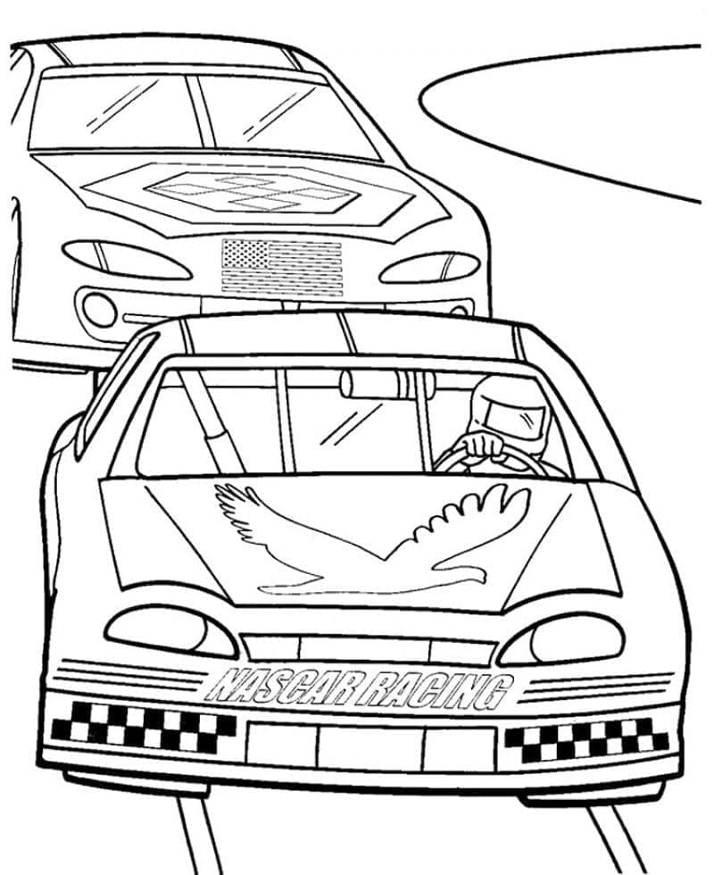 Coloriage Deux Voitures de Rallye