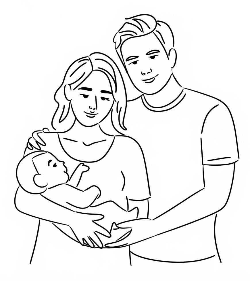 Coloriage Facile maman et papa