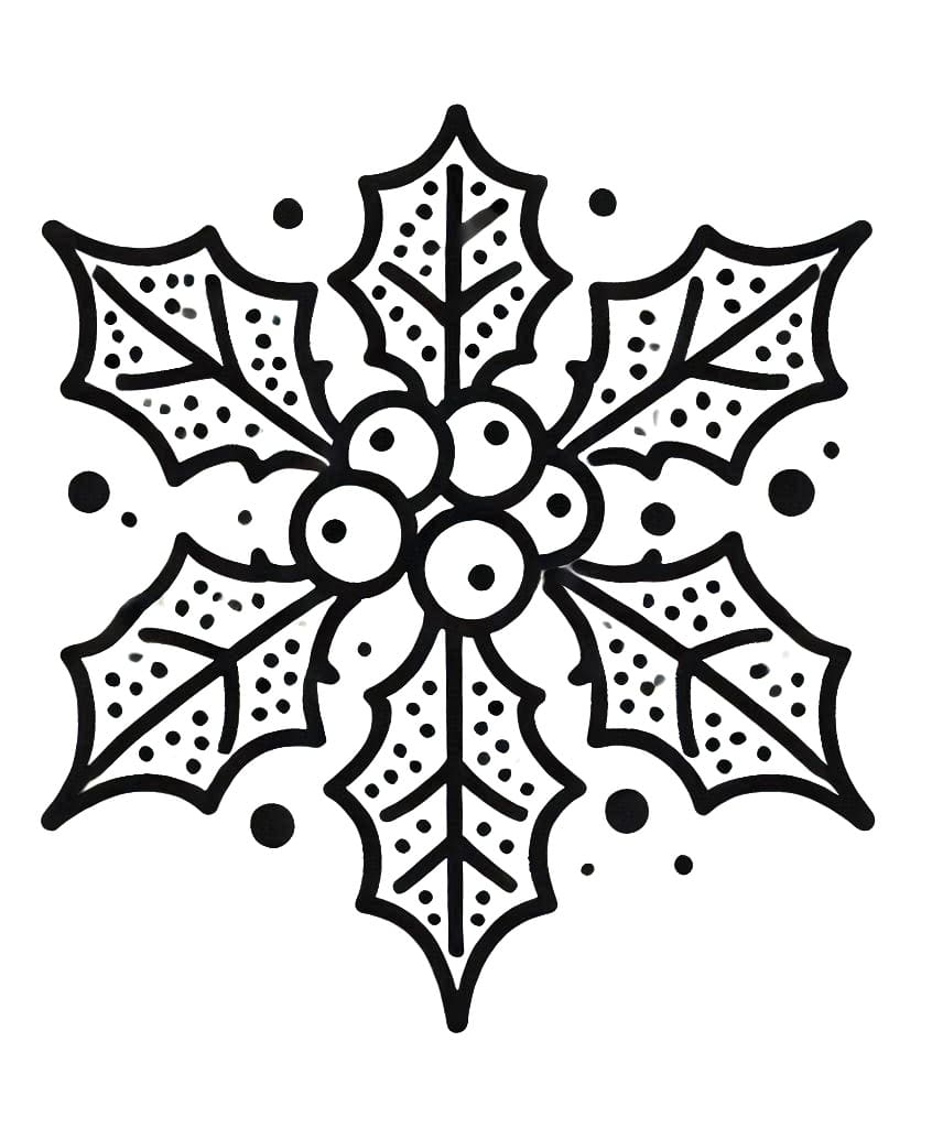 Coloriage Houx de Noël Gratuit Pour les Enfants