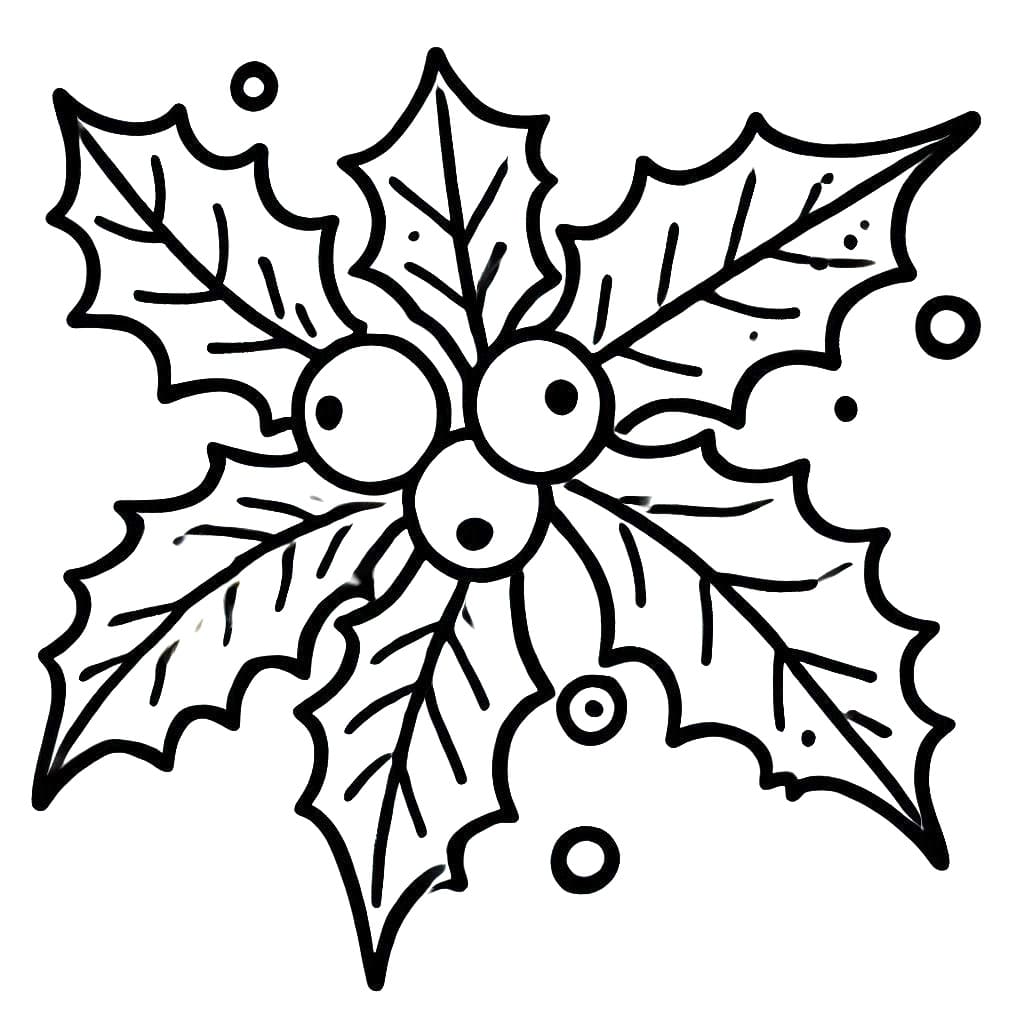 Coloriage Houx de Noël Gratuit