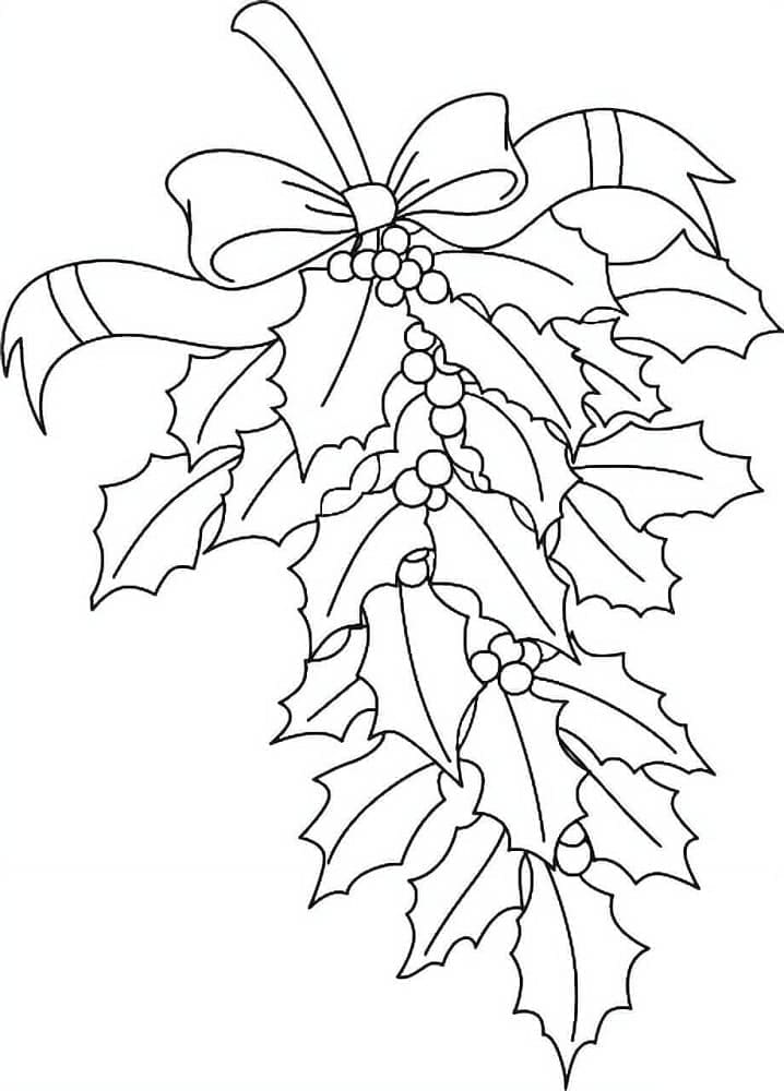 Coloriage Houx de Noël Imprimable Pour les Enfants