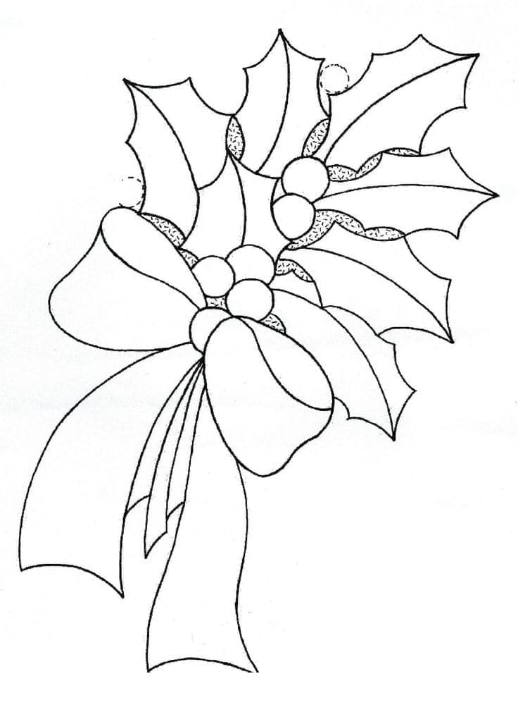 Coloriage Houx de Noël Parfait