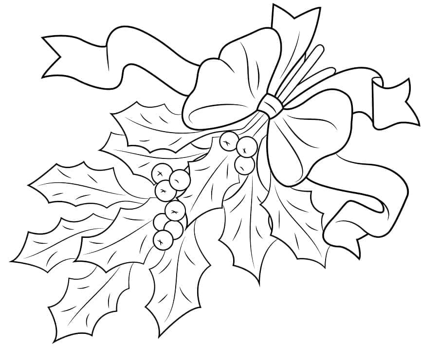 Coloriage Image de Houx de Noël