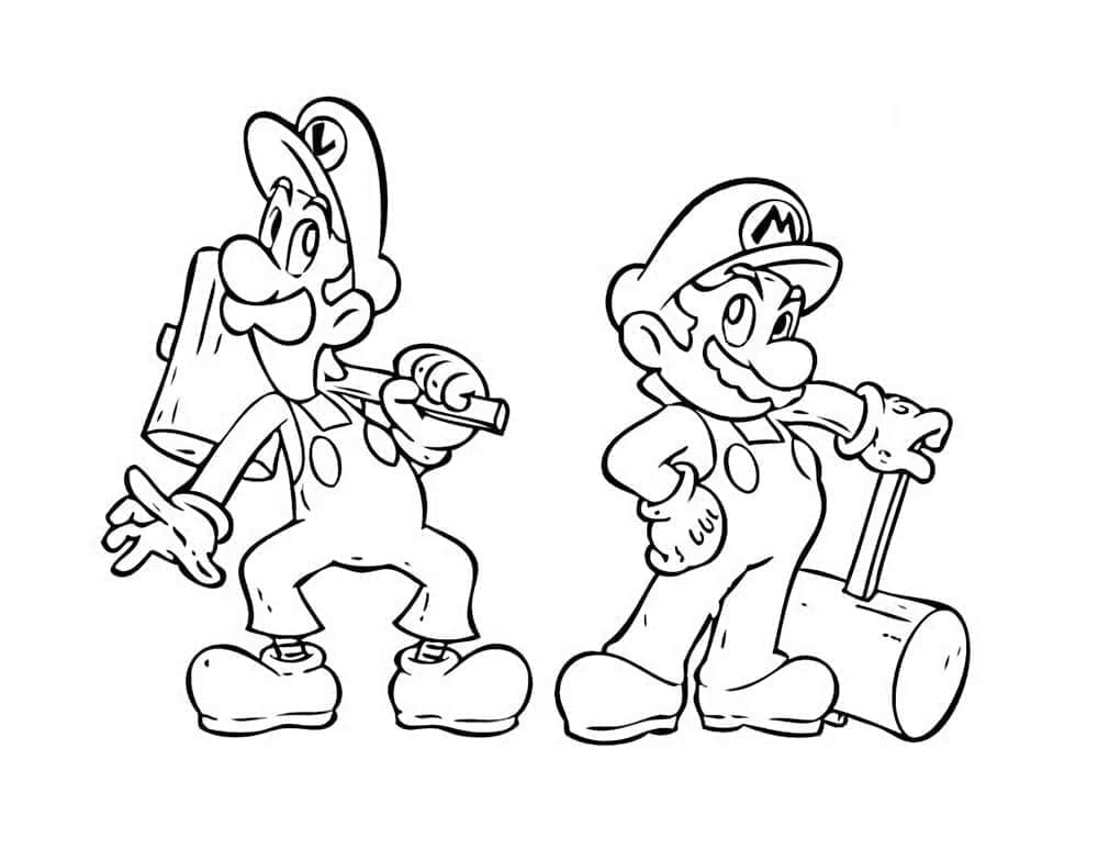 Coloriage Image de Mario et Luigi