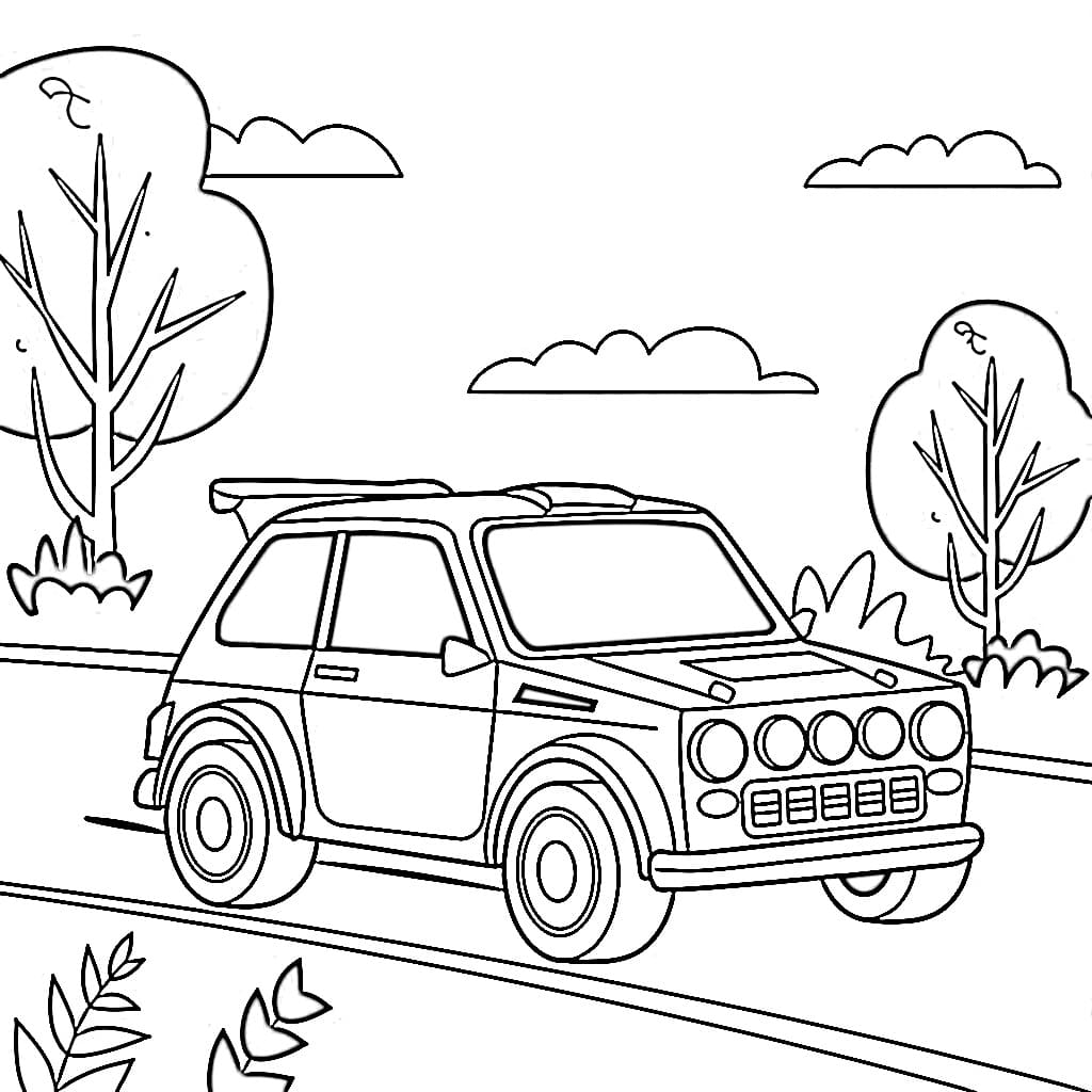 Coloriage Image de Voiture de Rallye