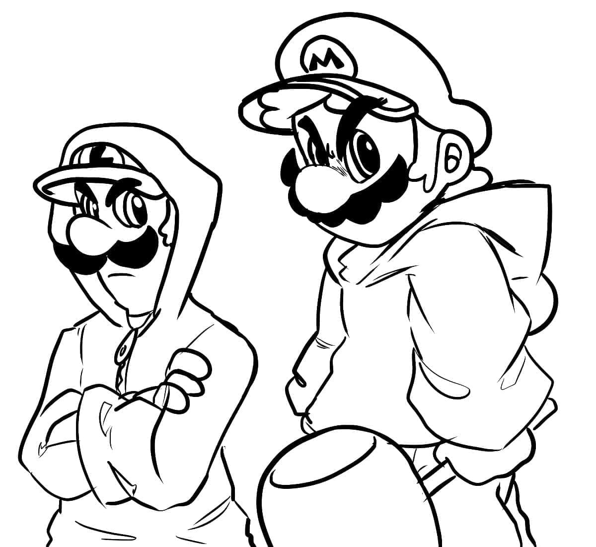 Coloriage Imprimable Mario et Luigi