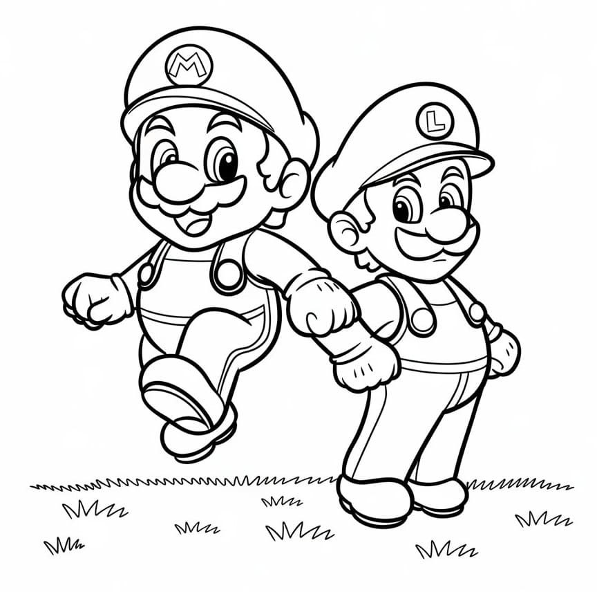 Coloriage Joyeux Mario et Luigi