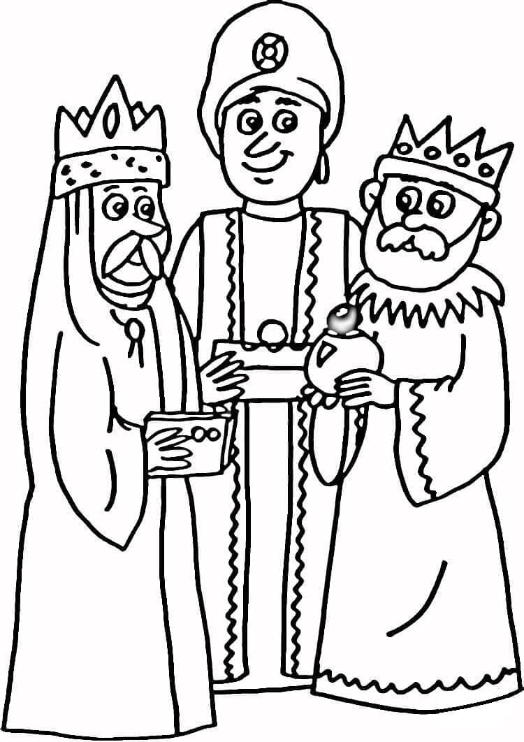 Coloriage Les Trois Rois Mages Gratuit Pour les Enfants