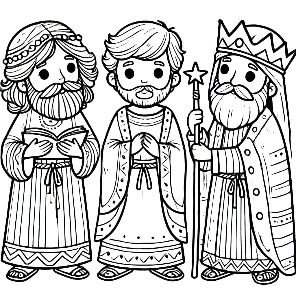 Coloriage Les Trois Rois Mages Pour les Enfants