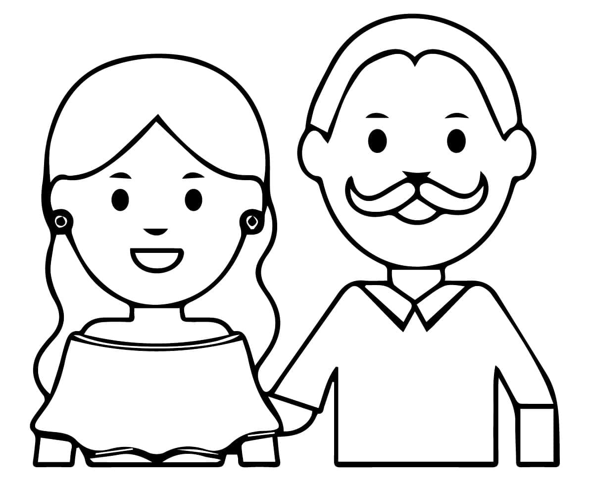 Coloriage Maman et papa simples