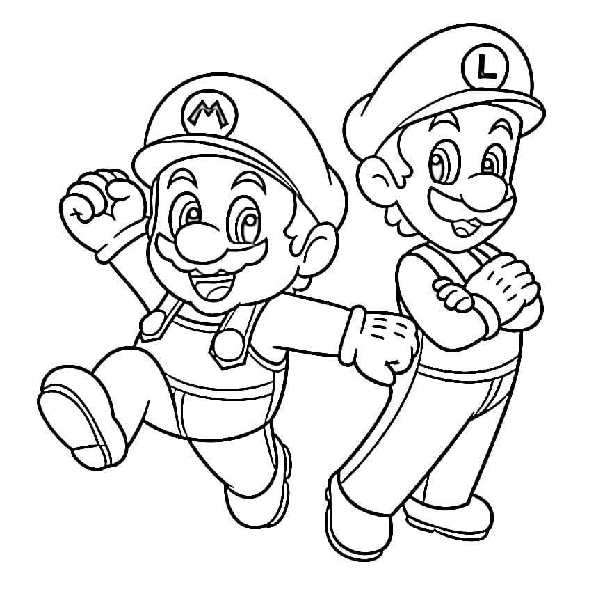 Coloriage Mario et Luigi Gratuit Pour les Enfants