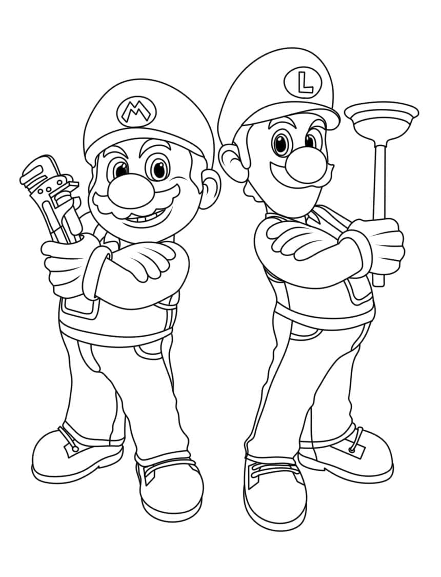 Coloriage Mario et Luigi Imprimable Pour les Enfants