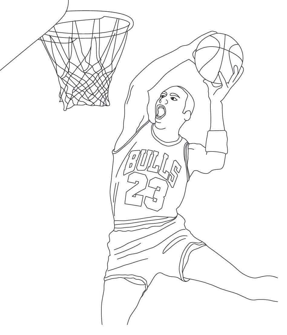 Coloriage Michael Jordan joue au basket-ball