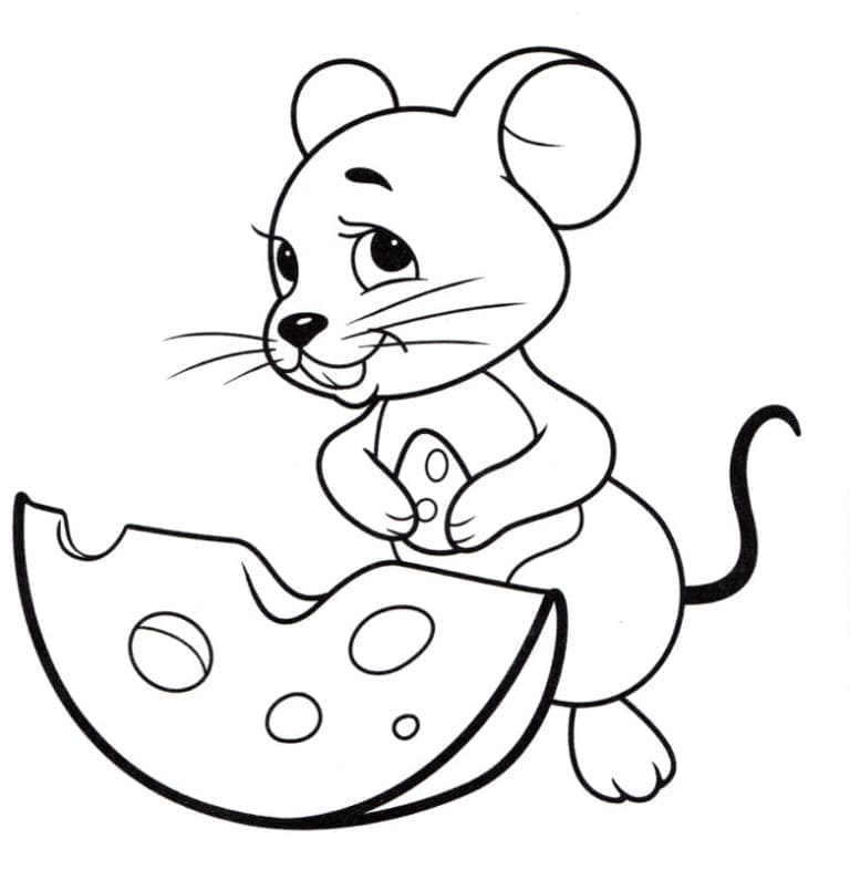 Coloriage Souris et fromage