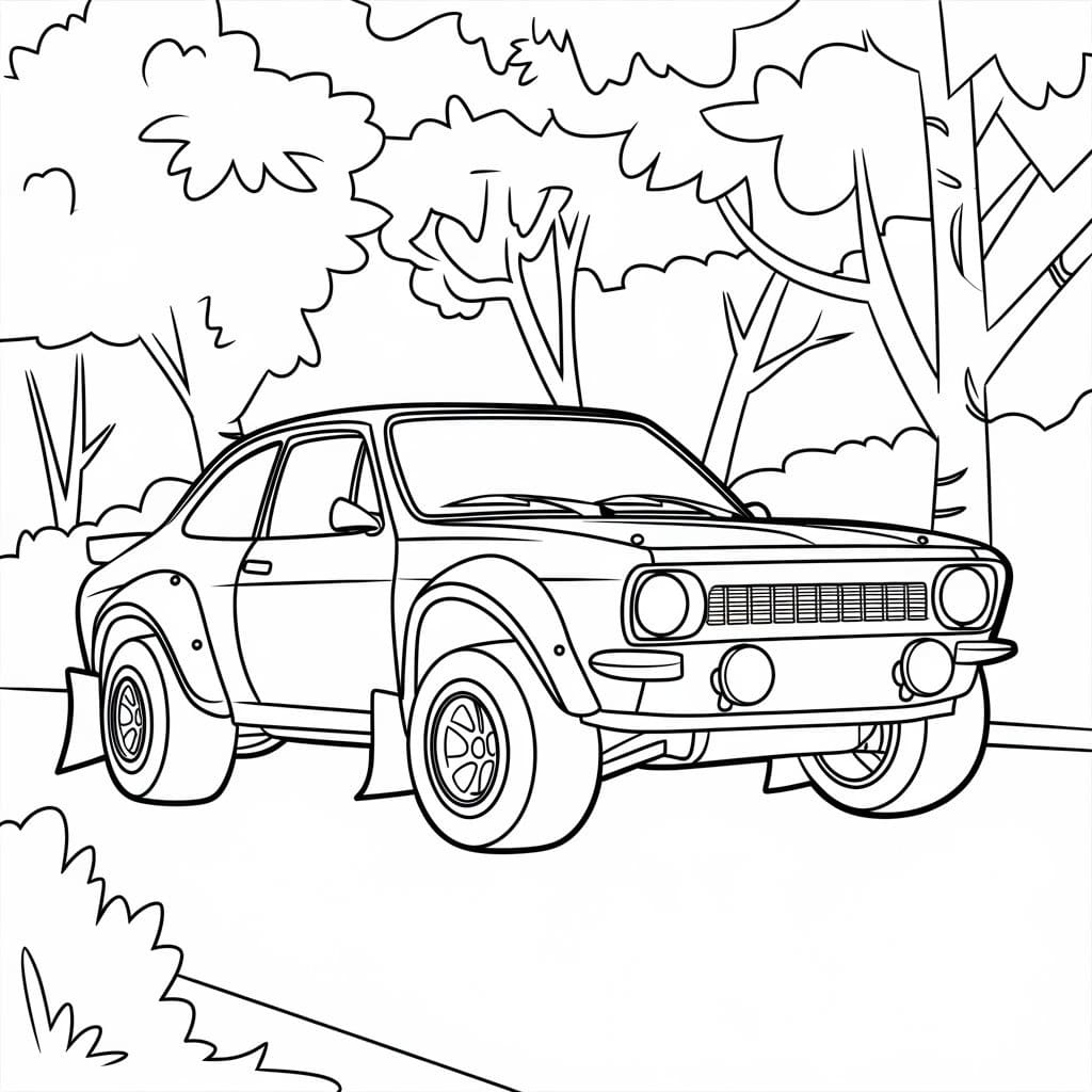 Coloriage Voiture de Rallye Pour Enfants