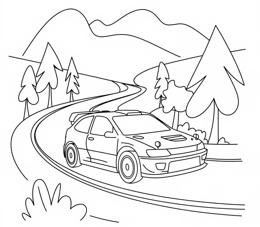 Coloriage Voiture de Rallye Pour les Enfants