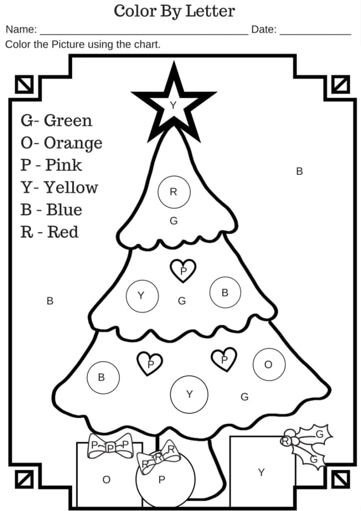 Arbre de Noël Magique Lettres coloring page