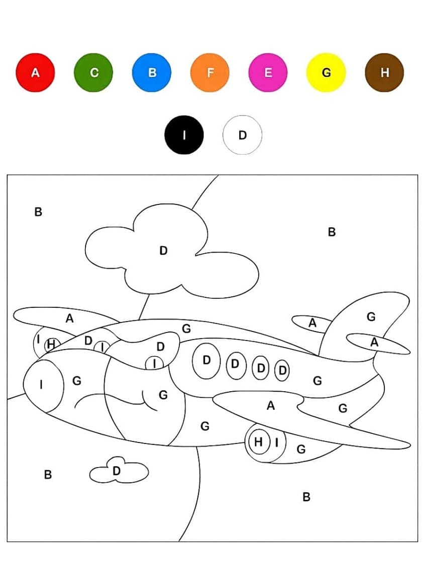 Avion Magique Lettres coloring page