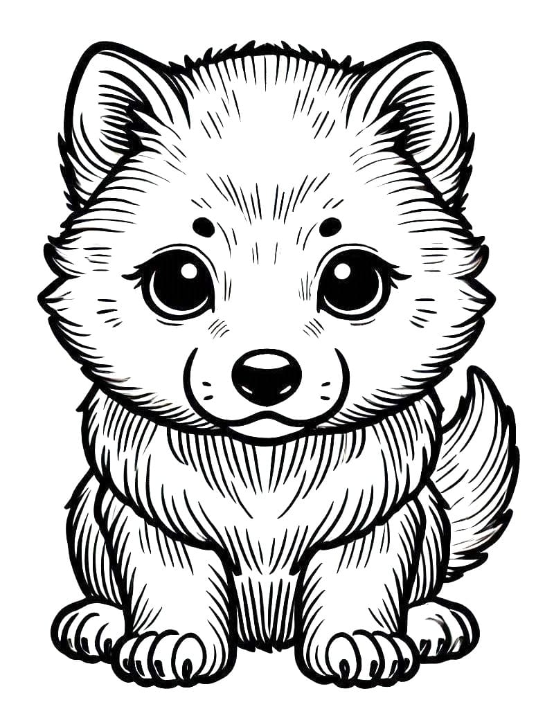 Coloriage Bébé loup mignon