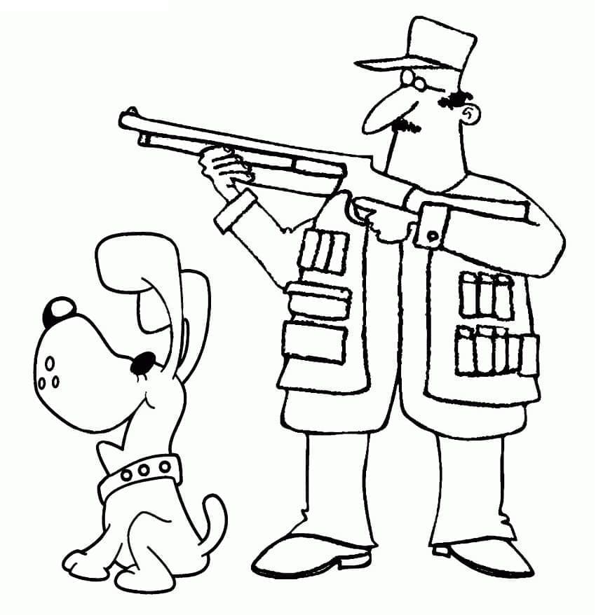 Coloriage Chasseur et chien