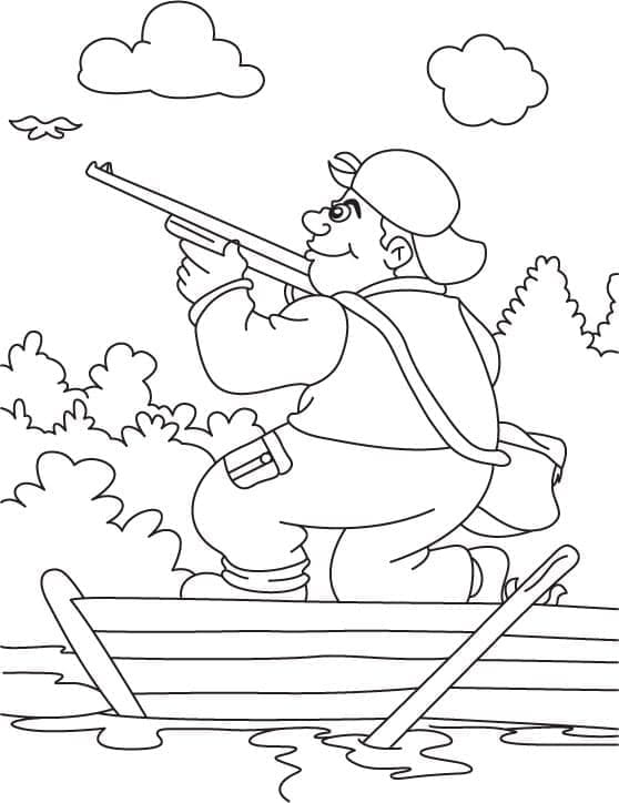 Coloriage Chasseur sur bateau