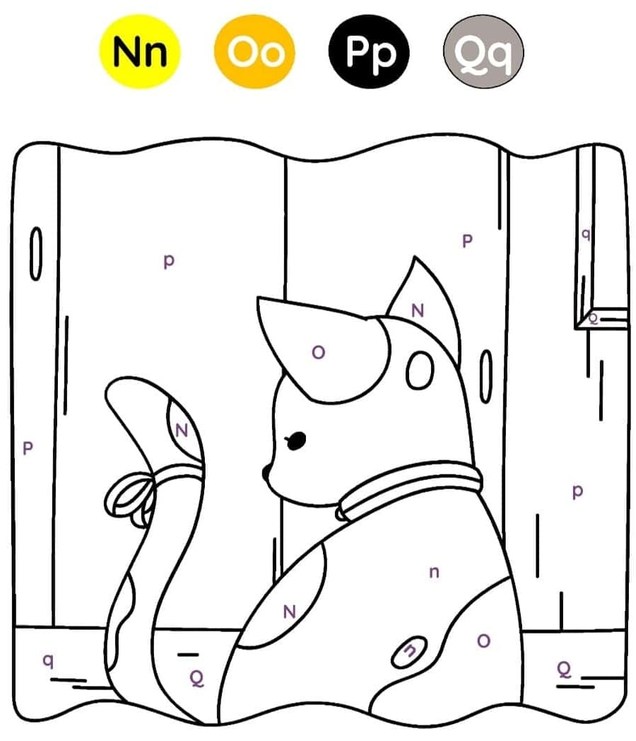 Chaton Magique Lettres coloring page