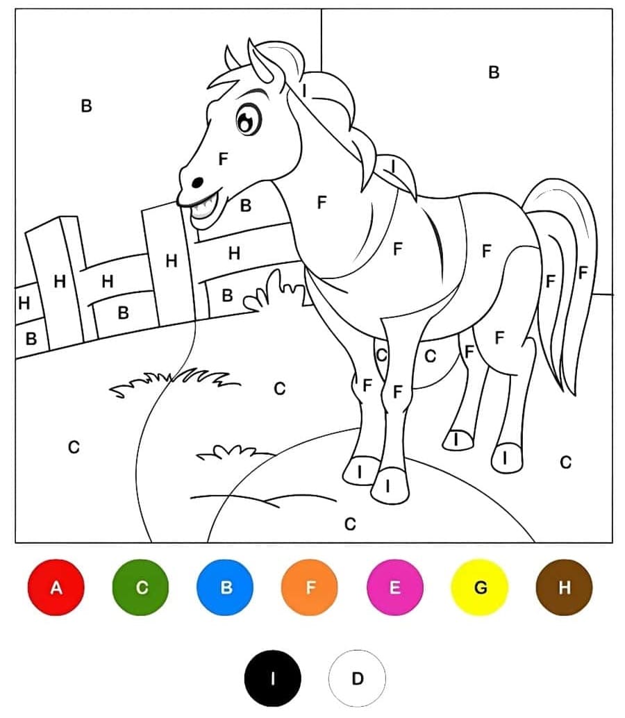 Cheval Magique Lettres coloring page