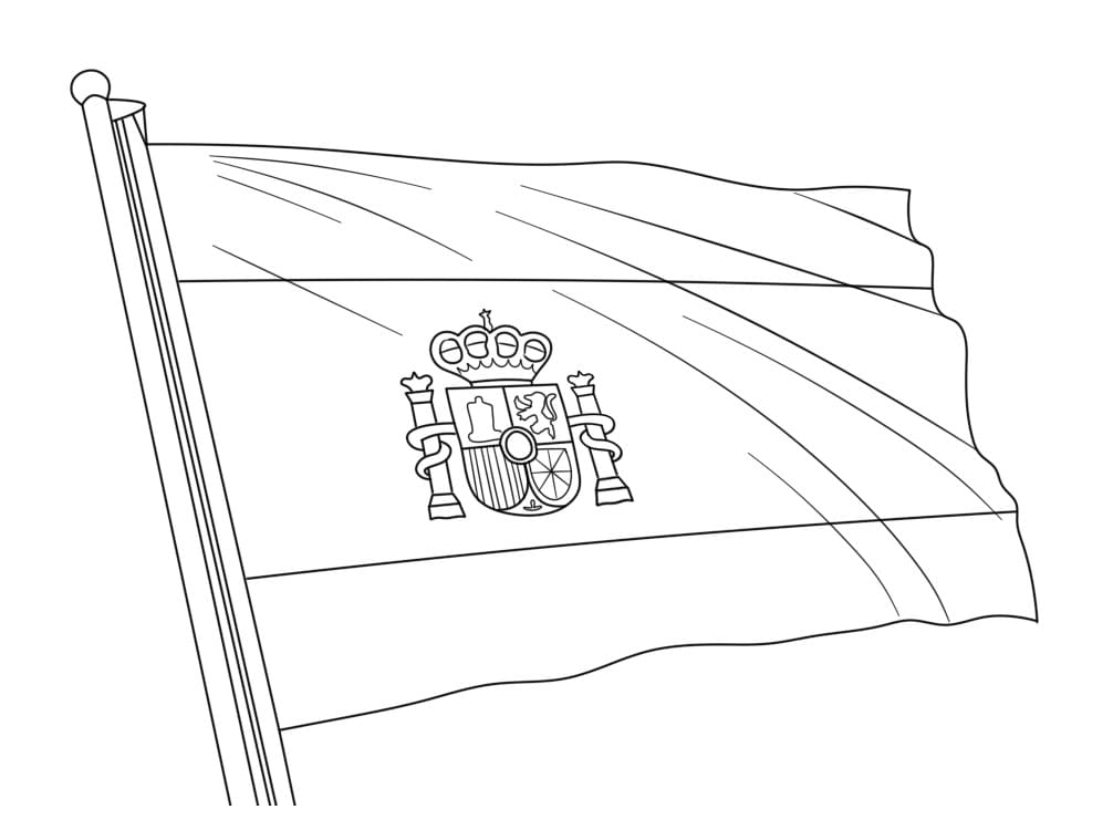 Coloriage Drapeau de l'Espagne Gratuit Pour les Enfants