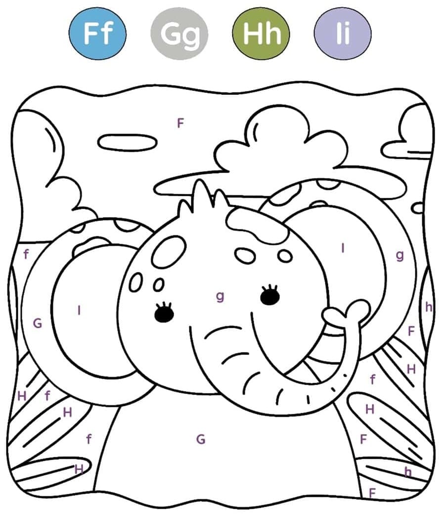 Éléphant Magique Lettres coloring page