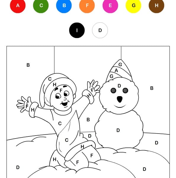 Hiver Magique Lettres coloring page