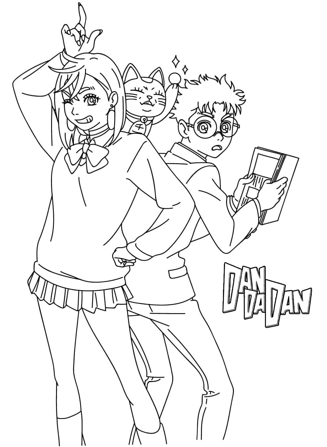 Coloriage Momo Ayase et Okarun