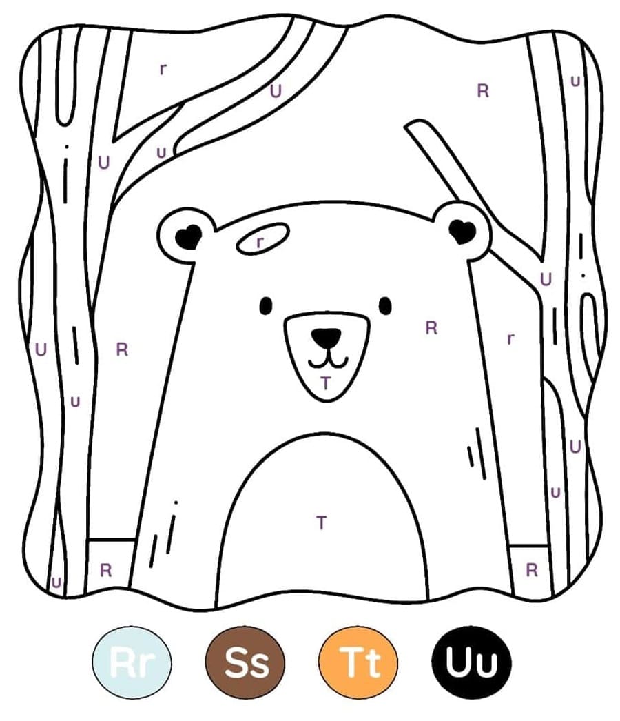 Ours Magique Lettres coloring page