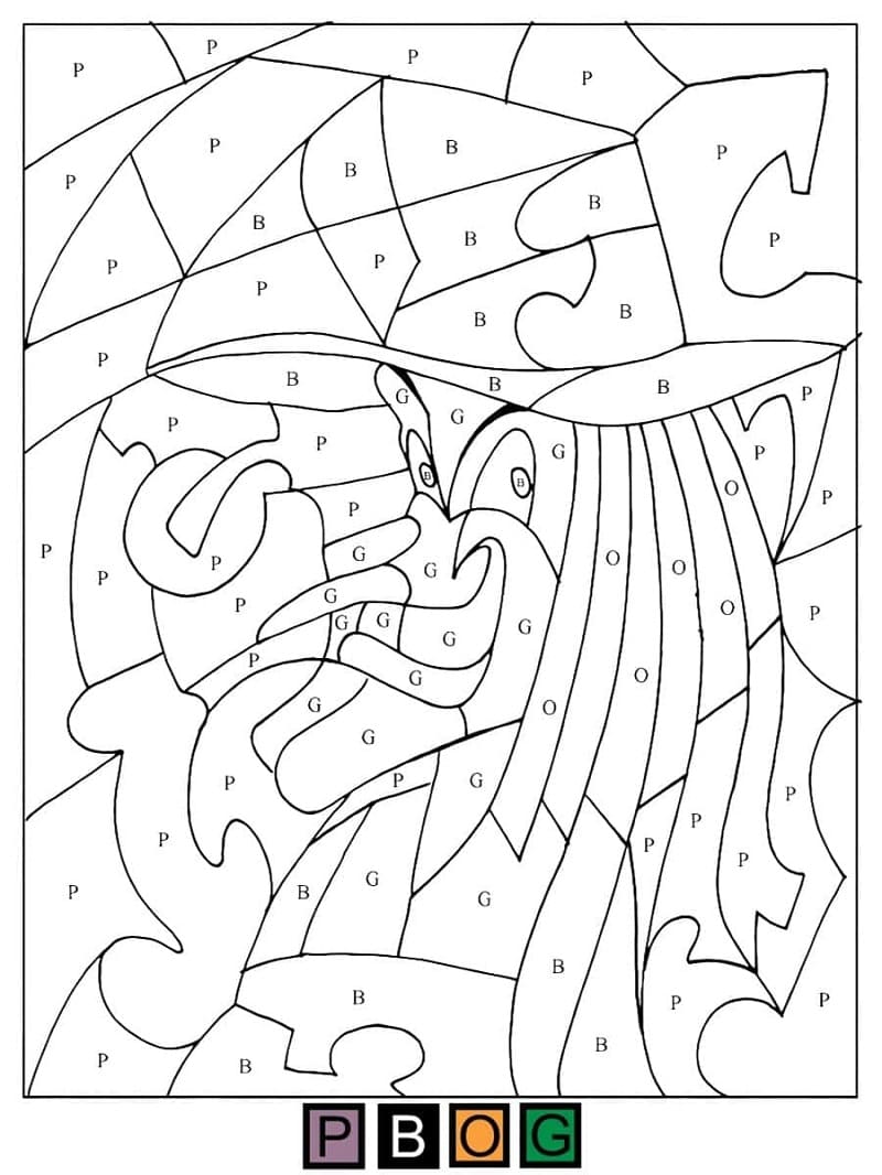 Sorcière Magique Lettres coloring page