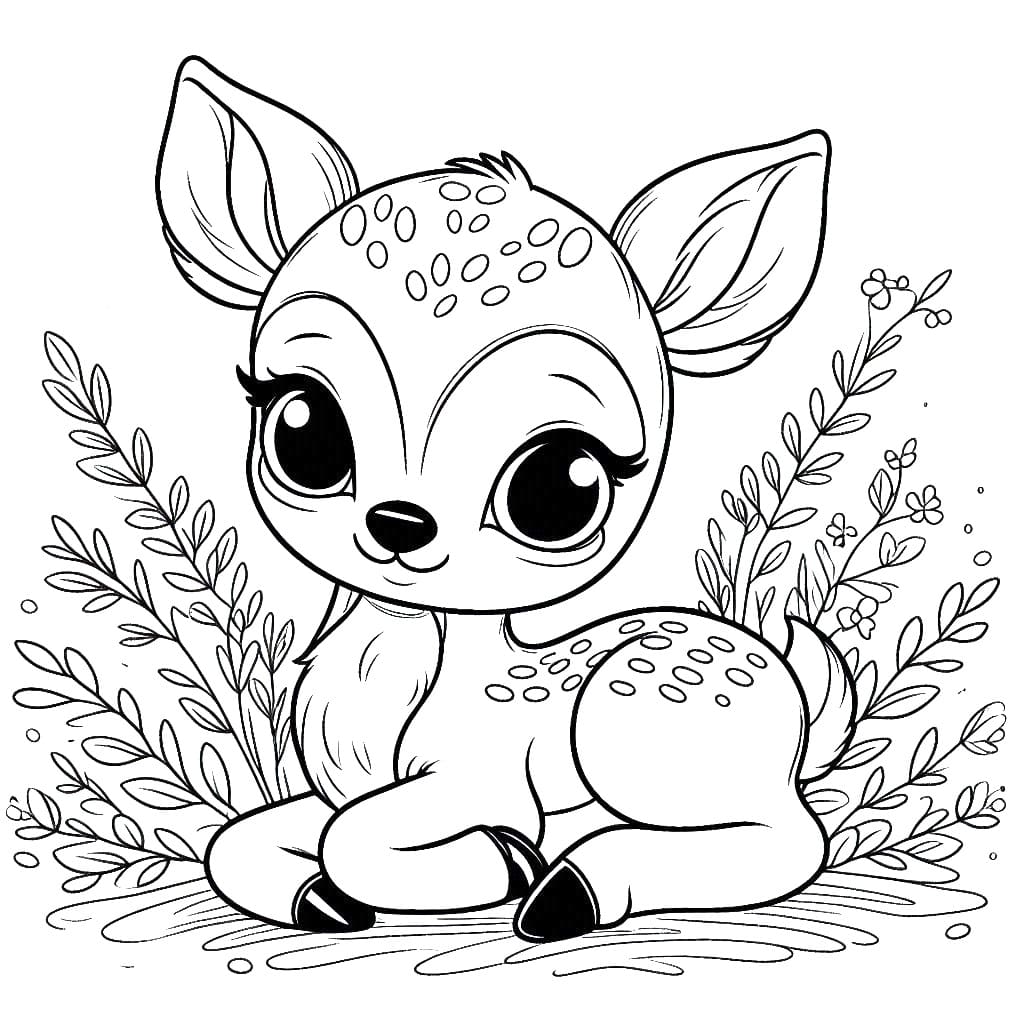 Coloriage Un bébé cerf mignon