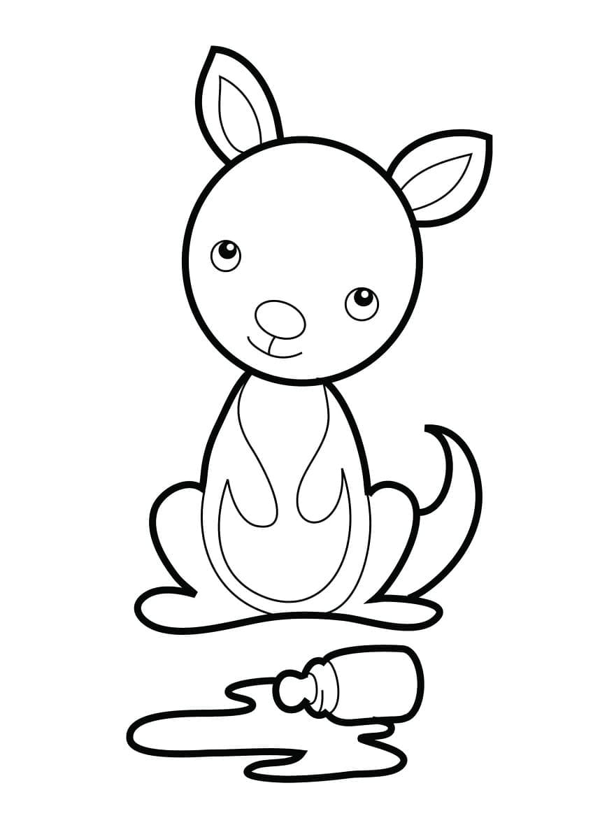 Coloriage Un bébé kangourou mignon