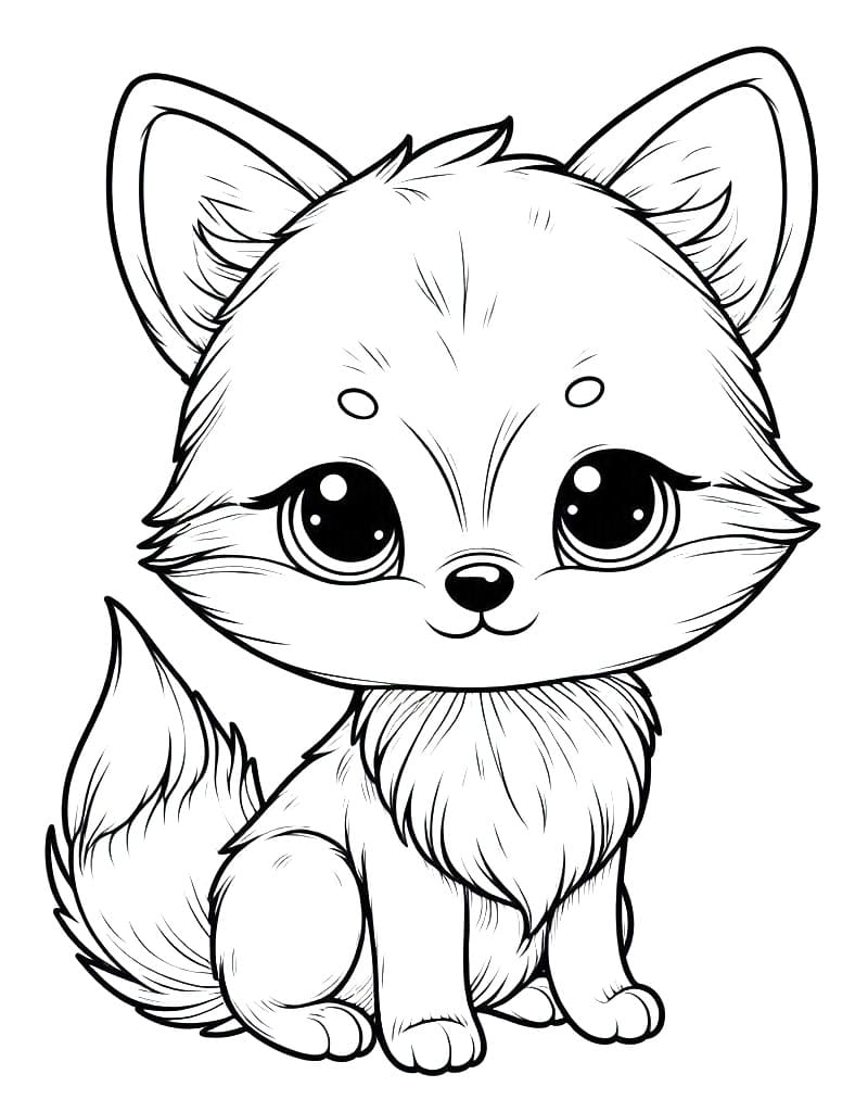 Coloriage Un bébé renard mignon