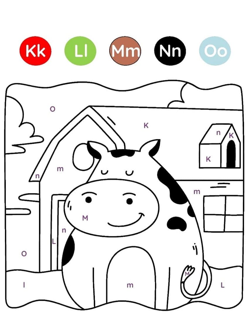 Vache Magique Lettres coloring page