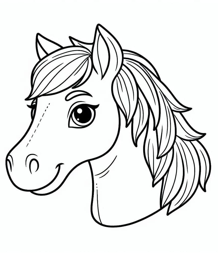 Coloriage Adorable tête de cheval