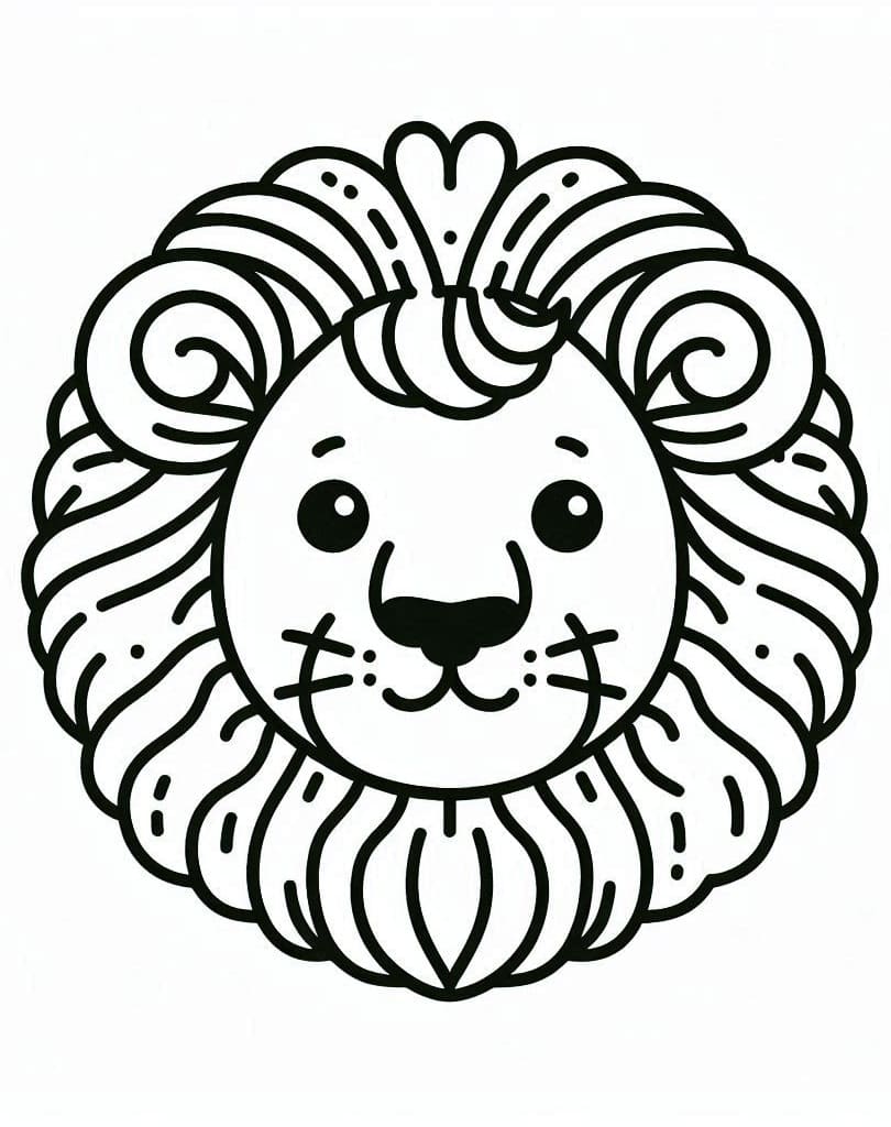 Coloriage Adorable Tête de Lion