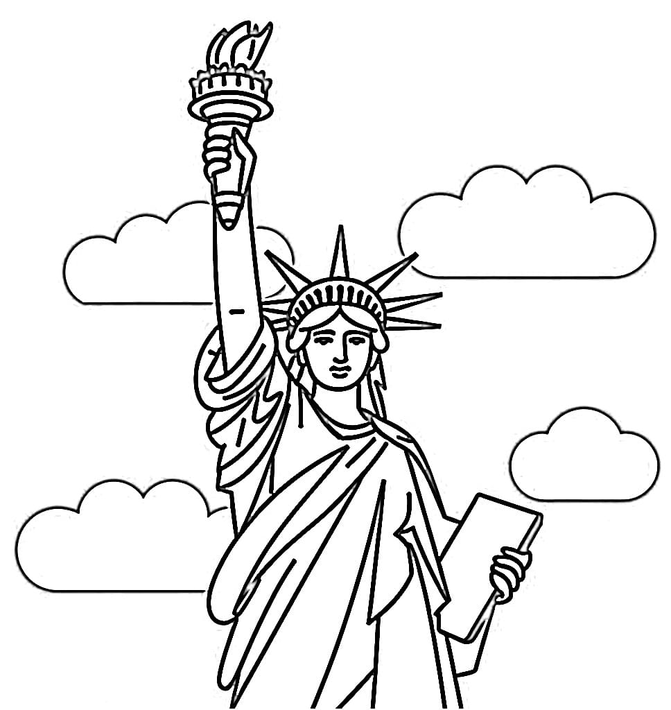 Coloriage Dessin de la Statue de la Liberté Gratuit