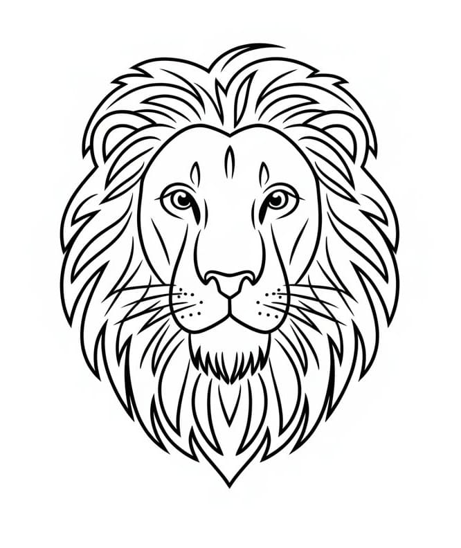 Coloriage Dessin de la Tête de Lion Gratuit