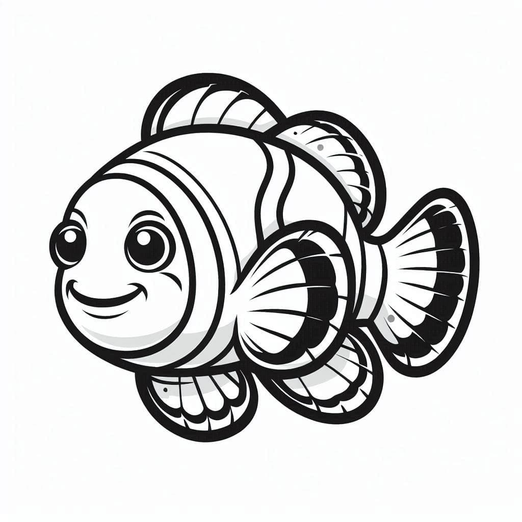 Coloriage Dessin de Poisson Clown Gratuit