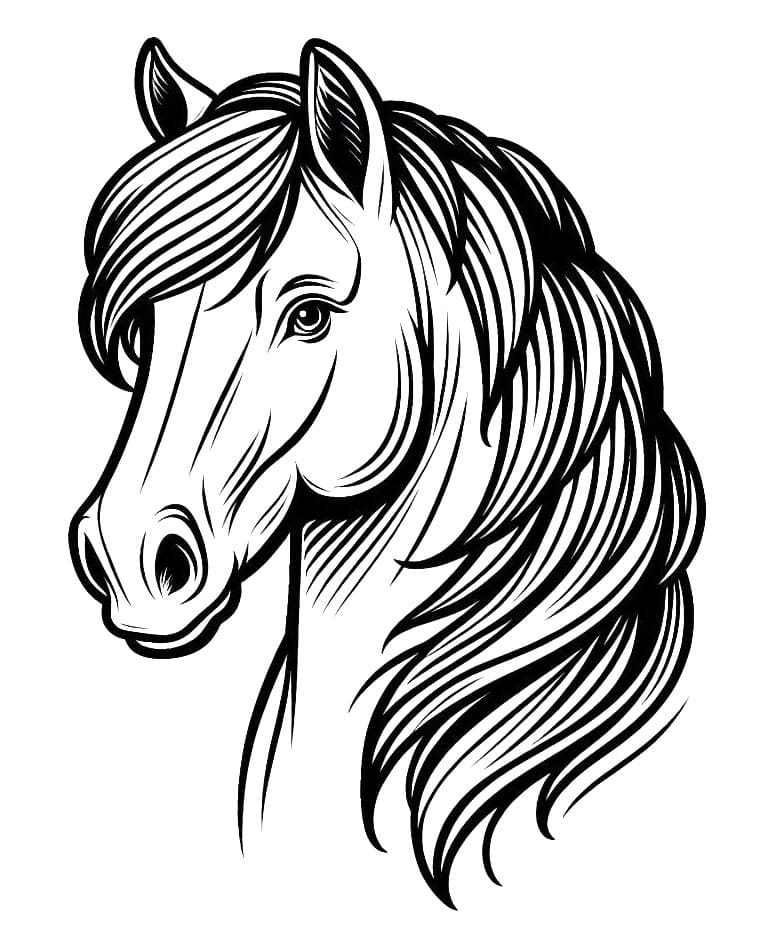 Coloriage Dessin de tête de cheval gratuit