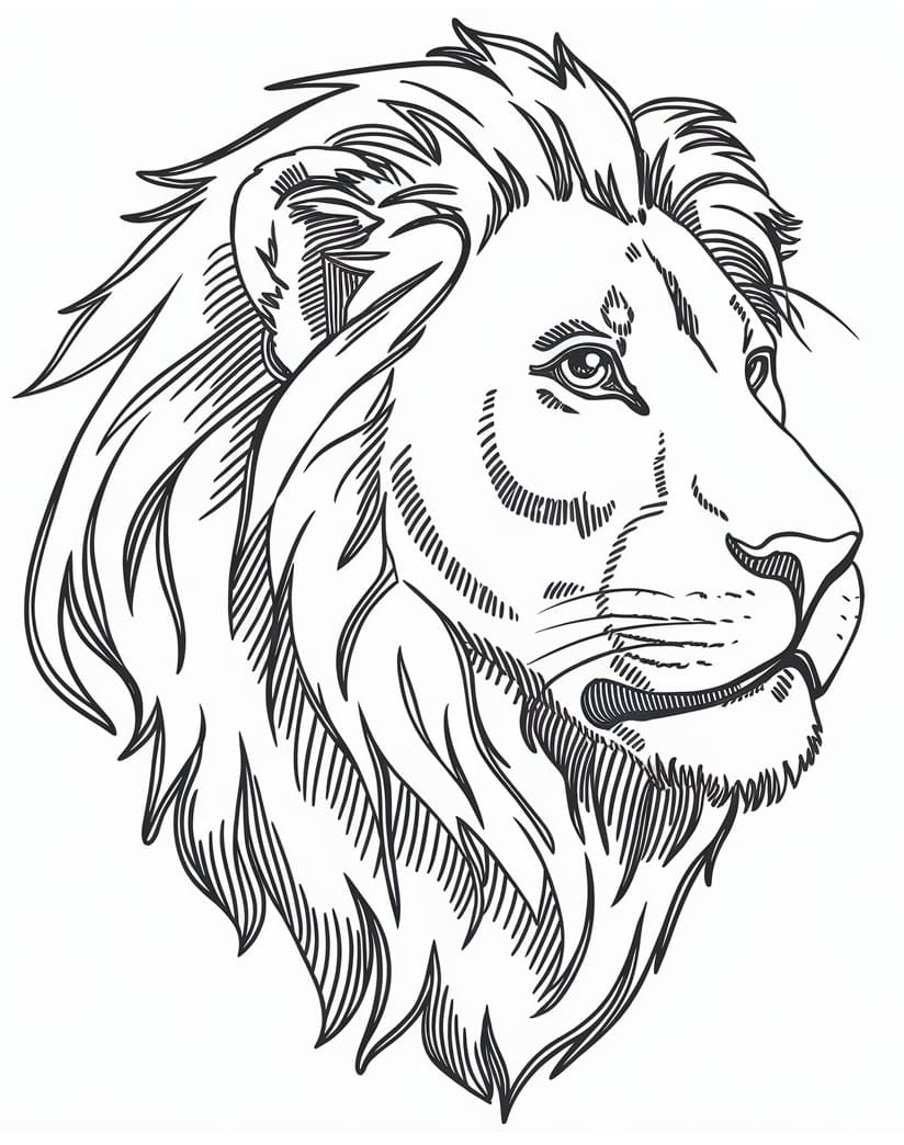 Coloriage Dessin Gratuit de la Tête de Lion